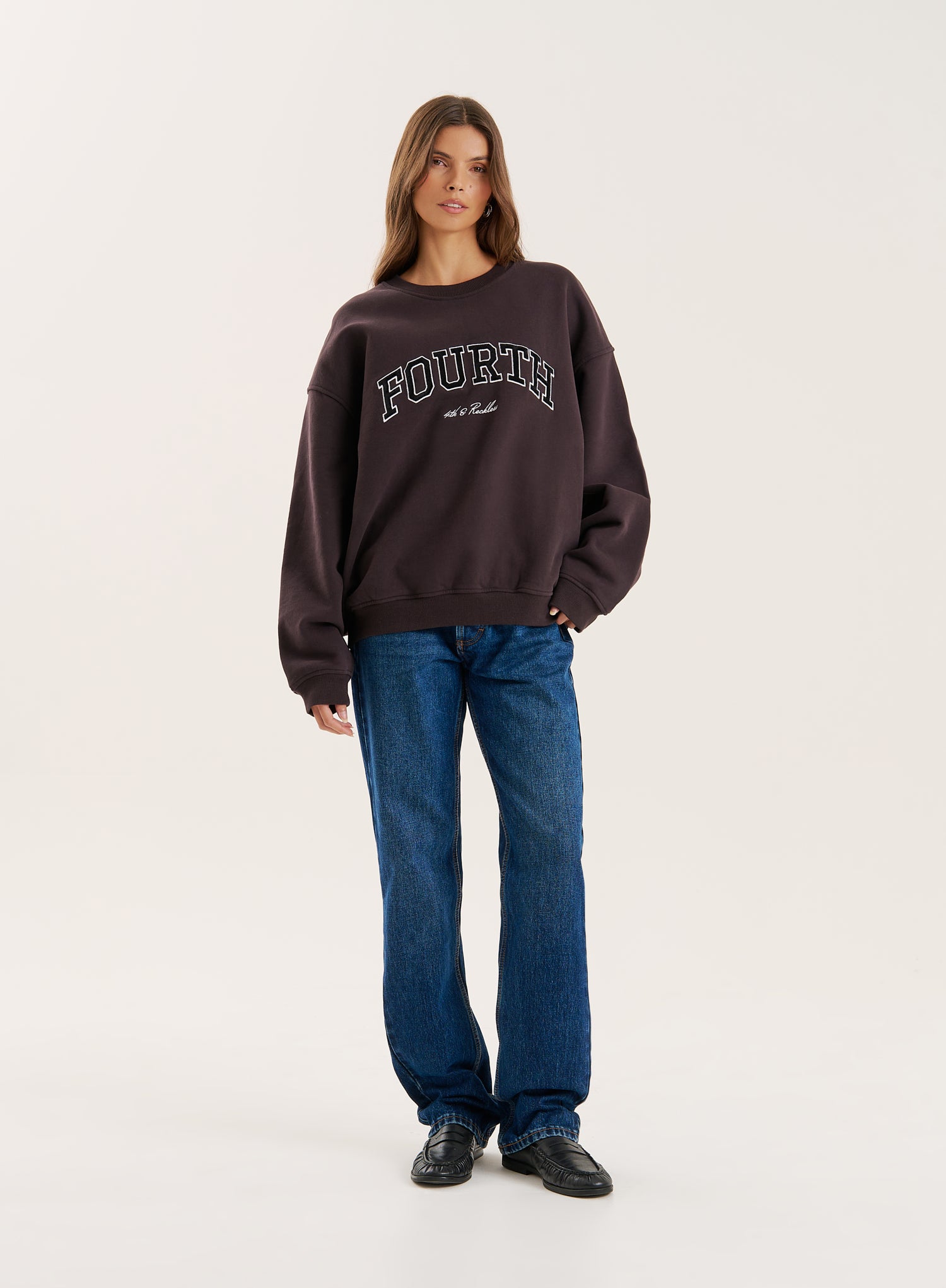 Chocolate Fourth Embroidered Branded Sweatshirt